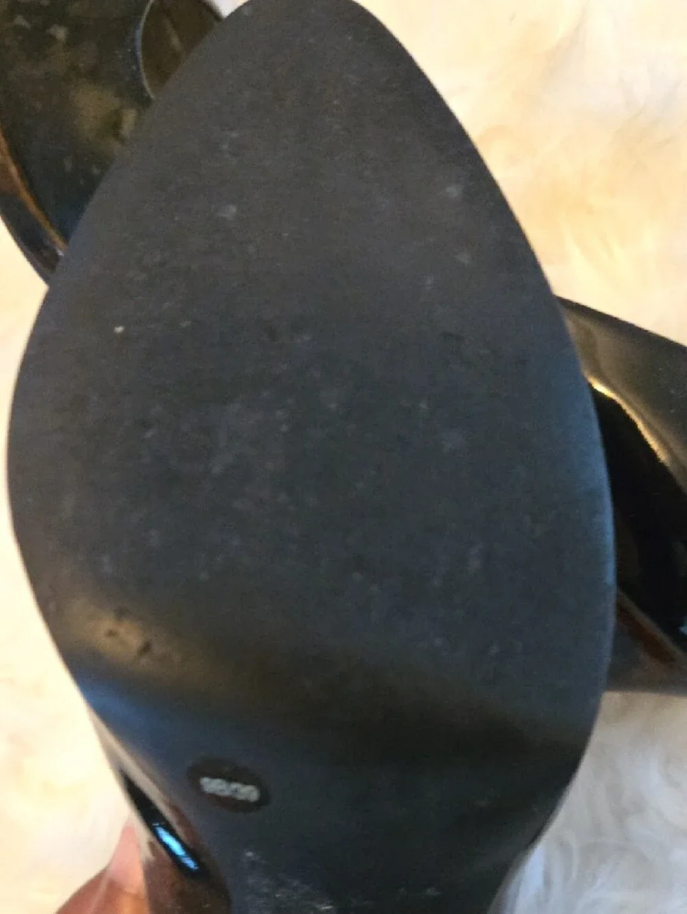 Jessica Simpson Black Patent Round-Toe Pumps with Gold Insole - Picture 7 of 9